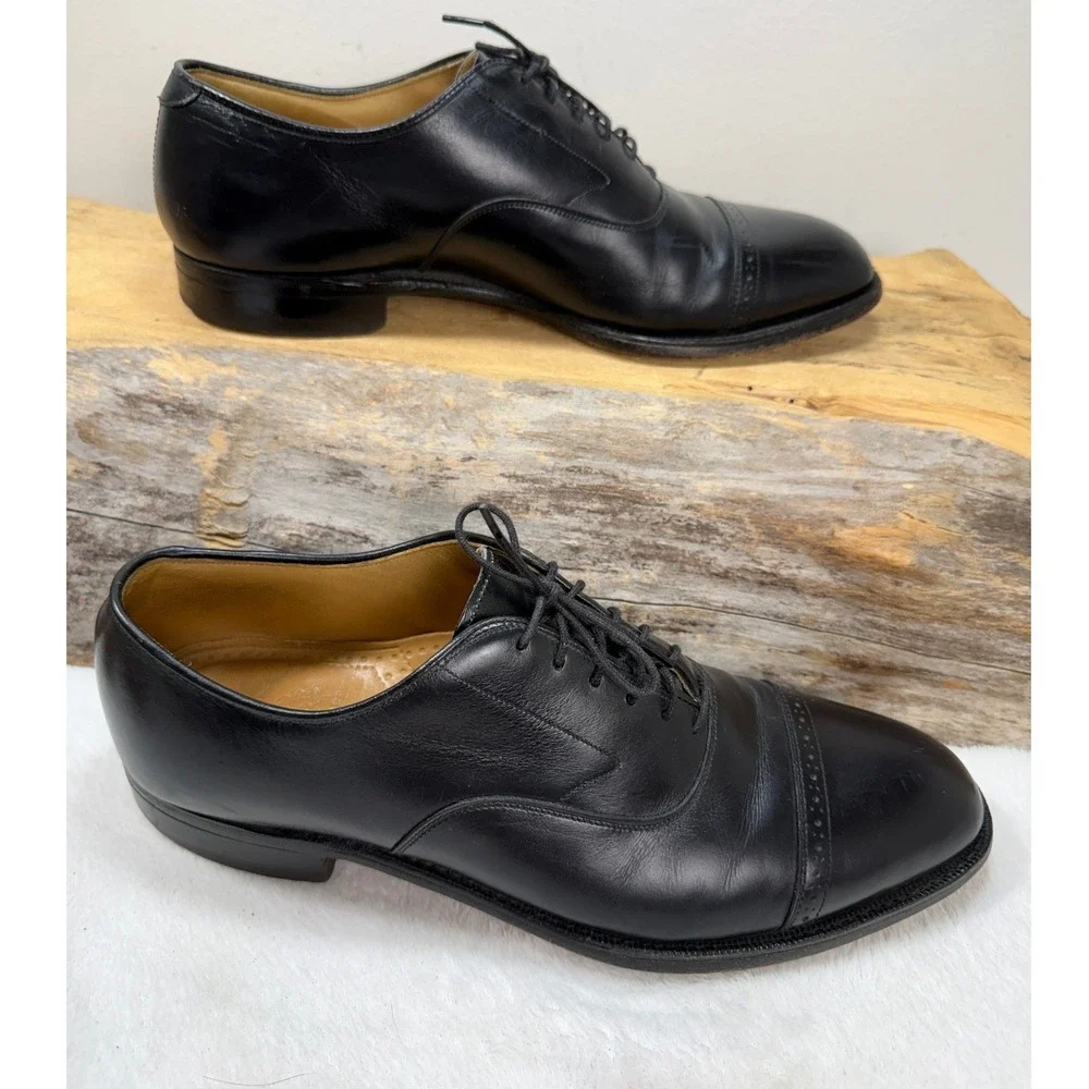 Johnston & Murphy Aristocraft Mens 9 N Black Leather Cap Toe Oxford Shoes USA